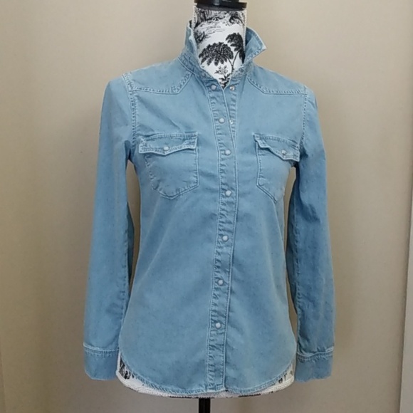 3/$15 Topshop denim shirt sz2 - Picture 1 of 7
